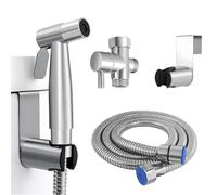 Kit de Douchette de Bidet en Acier Inoxydable, Vaporisateur de Toilette Douchette à Main avec 1.5m Tuyau et Support, Kit Douchette WC Complet, Pulvérisateur de Bidet à Main pour Hygiène Personnelle
