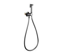 Kit de douchette de bidet for toilettes en or brossé avec tuyau et support, robinet de salle de bain mural mixte eau chaude et eau froide(Gun gray)