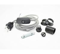 Kit de douille E14 - Câble textile, tube fileté et pièces de douille - Noir - Hanna's Laden - Lampe DIY - Douille électrique à monter soi-même - Instructions de montage incluses (français non garanti)