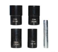 Kit de douilles Crmo 5 pièces pour extracteur de boulons 17/19/21/22 mm 1/2" ou écrous de roue arrondis - Douille d'extraction de boulons endommagés