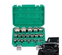 Kit De Douilles Pour La Réparation Automobile | 8-32 mm au Poli Miroir | Outil à Douille 12 Points Fleur de Prunier - pour Mécaniciens Techniciens Maintenance Industrielle et Garage Domestique