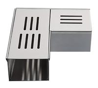 Kit de drainage à angle droit en forme de T en acier inoxydable pour gouttière rectangulaire et couvercle de vidange de douche (200 x 100 x 80 mm) durable, résistant à la rouille, facile à installer