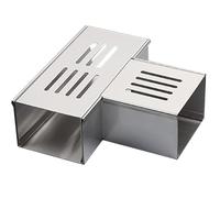 Kit de drainage en forme de T en acier inoxydable pour cour et trottoir - Gouttière de drainage extérieure à angle droit et couvercle de vidange de douche rectangulaire (200 x 100 x 80 mm)