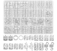 Kit de Dreadlock for femmes, 220 pièces, accessoires for cheveux, anneau tressé, ornements, postiche à Tube Floral doré ressort Pour Cheveux(Green)