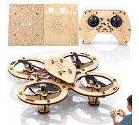 Kit de drone en bois bricolage, kit de modèle de construction de quadricoptère RC, blocs de jouets volants, kits assemblés, facile à construire et à piloter, excellents cadeaux pour garçons et filles