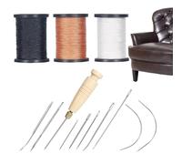 Kit de en cuir : outils robustes, ensemble de durable, assortiment de fils forts, poinçon d'aiguille de précision | Accessoire de réparation de scène, canapé, tapis siège