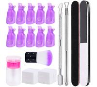 Kit de Enlever le Vernis à Ongles Réutilisable Dissolvant d'Ongles Outil Ensemble avec Capuchons à Ongles, Éplucheur à Cuticules Triangulaire, Brosse à Ongles, 60ml Pompe de Presse, Lime à Ongles