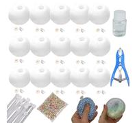 Kit de Fabrication de 15 Balles Anti-Stress, Balles Anti-Stress à Presser sous Vide avec Couvercle, Pompe à Air et Outil D'expansion pour Le Soulagement Sensoriel et du Stress (Milky White,5cm)