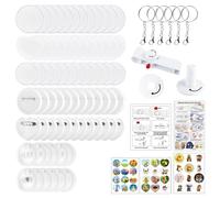 Kit de fabrication de badges, machine à poinçonner avec plusieurs tailles (35 mm + 55 mm + amour), kit de fabrication de boutons avec 36 badges, 1 coupe-papier rond, 1 adorable autocollant (recharge)