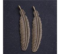 Kit de fabrication de bijoux, 2 breloques plumes en cuivre 10,4 x 2,1 cm, marque-pages pour la fabrication de bijoux, bronze antique