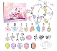 Kit de fabrication de bijoux de Noël - 24 jours bracelet calendrier de l'avent, ensemble d'artisanat complet avec perles breloques, projet de compte à rebours créatif à faire soi-même | Activité