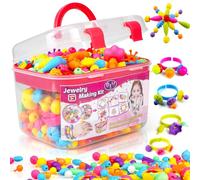 perles pour bracelet enfant perle enfant billes enfant Kit de fabrication de bijoux pour filles Kits d'art et d'artisanat pour loisirs créatifs bracelets, jouets pour enfants de 3, 4, 5, 6, 7