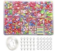 Kit De Fabrication De Bijoux Pour Filles, 24 Sortes De Perles, Accessoires De Bricolage, Entretoise En Acrylique, Perles Amples Faites À La Main, Jouets Éducatifs Pour Enfants