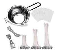 Kit de Fabrication de Bougies,400ml Pot de Fusion Cire Bougie,150 mèche Bougie,160 Bougie Autocollants Mèches de Bougie,2 Supports en Métal Mèches