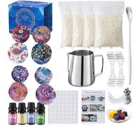 Kit de Fabrication de Bougies de Cire Bricolage,Coffret Cadeau DIY Bricolage,DIY Bougies,50 mèches de cire avec tampon