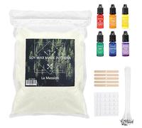 Kit de fabrication de bougies DIY, 500 g de cire de soja pour bougies, 6 couleurs de cire de bougie (10 ml chacune) + 50 mèches de bougie + 60 autocollants + 5 supports de mèche, cire de soy pour