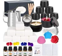 Kit de Fabrication de Bougies DIY, Coffret Cadeau de 9 Bougies Parfumées,6 Huiles Essentielles,Moulage Bougies,Autocollants, Cuillère Mélangeuse,Cire de Soja 480g pour Noël la Fabrication de Bougies