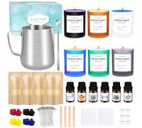 Kit de fabrication de bougies DIY, coffret cadeau de bougies parfumées avec 6 pots en verre, 500 g de cire d'abeille, 1 récipient résistant à la chaleur, 6 huiles parfumées, 8 blocs de couleurs