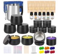 Kit de fabrication de bougies DIY, coffret cadeau de bougies parfumées avec 625 g de cire d'abeille, pot de fusion de bougies, 10 boîtes à bougies, 6 huiles parfumées, 12 blocs de couleurs
