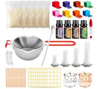 Kit de Fabrication de Bougies DIY pour Débutants - 200 Mèches, 5 Paquets de Cire de Soja, Ensemble Complet