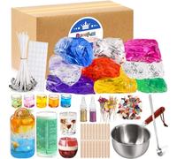 Kit de fabrication de bougies en gelée,9pcs Gel Wax -7 Colors Candle Making Kit，Includes Wax Wicks Wick Stickers，Wooden Wick Holders and More，DIY Starter Candle Making Kit 2.8LB/45oz