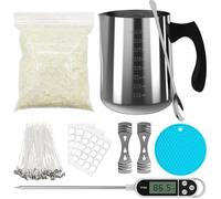 Kit de fabrication de bougies - Soy Wax DIY - Adulte - Pot de 900 ml - Bougies autocollantes - Support de mèche - Thermomètre