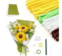 Kit de fabrication de bouquets de tiges chenille avec accessoires complets et tutoriels vidéo, fournitures d'art pour adultes, décoration de maison et de vacances pour les amateurs de la main