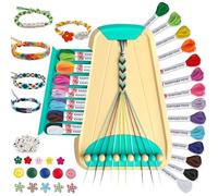 Kit de Fabrication de Bracelets d'Amitié pour Filles 8-12 Ans, Kit Bijoux Enfant avec 28 Fils et Perles Lettres, Loisirs Créatifs Enfants, Cadeau Fille 6 7 8 9 10 11 12 Ans Anniversaire (Bleu)