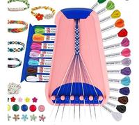 Kit de Fabrication de Bracelets d'Amitié pour Filles 8-12 Ans, Kit Bijoux Enfant avec 28 Fils et Perles Lettres, Loisirs Créatifs Enfants, Cadeau Fille 6 7 8 9 10 11 12 Ans Anniversaire (Rose Bleu)