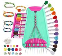 Kit de Fabrication de Bracelets d'Amitié pour Filles 8-12 Ans, Kit Bijoux Enfant avec 28 Fils et Perles Lettres, Loisirs Créatifs Enfants, Cadeau Fille 6 7 8 9 10 11 12 Ans Anniversaire (Vert/Rose)