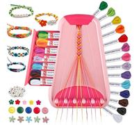 Kit de Fabrication de Bracelets d'Amitié pour Filles 8-12 Ans, Kit Bijoux Enfant avec 28 Fils et Perles Lettres, Loisirs Créatifs Enfants, Cadeau Fille 6 7 8 9 10 11 12 Ans Anniversaire(rose/rouge)