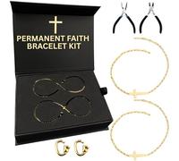Kit de fabrication de bracelets permanents pour couples - Kit de fabrication de bracelets basés sur la foi - Bracelets d'amitié en acier inoxydable à faire soi-même - Cadeau pour anniversaire