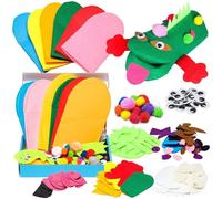 Kit de fabrication de marionnettes à main 6 pièces coloré mignon dessin animé thème animal chaussettes en feutre kit marionnettes éducatifs bricolage jeu rôle narration pour filles et garçons
