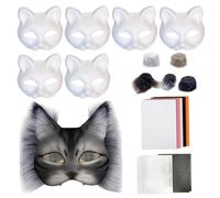 Kit de fabrication de masques de chat - 18 pièces - Loisirs créatifs amusants - 20 x 18 x 5 cm - Facile à porter - Matériau pouvant être peint - Masque de chat vierge pour cosplay, bal masqué et fêtes