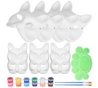 Kit de Fabrication de Masques de Renard Papier Célébration Halloween | Supports pour Loisirs Créatifs, Cosplay de Fox Mask, Peinture, Élastiques Inclus, Art ouleur Aléatoire