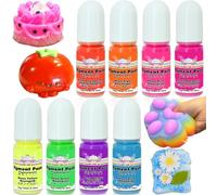 Kit de fabrication de moules Taba Squishy Maker en pâte pigmentée liquide en silicone 8 couleurs couleurs néon