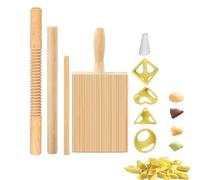 Kit de fabrication de pâtes - Planche à pâte avec filetage en bois - 8 outils de fabrication de boulettes - Tampon à raviolis - Accessoires de cuisine italiens faits maison - Planche à pâtes fraîches