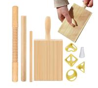Kit de fabrication de pâtes, planche à pâte, rouleau à pâtisserie fileté en bois, 8 outils de cuisine, accessoires de fabrication de pâtes, tampon à raviolis pour dîner italien fait maison, ensemble