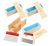 Kit de fabrication de savon de qualité supérieure avec 3 moules en silicone de 1 200 ml, boîte en bois et deux cutters, ensemble complet pour verser ou traiter le savon à froid, par GNIEMCKIN