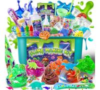 Kit de Fabrication de Slime Dinosaure, Galaxy & Glow in The Dark Slime Making Kit pour Enfants de 3 à 12 Ans avec Add-Ins, Boules en Mousse, Breloques, Paillettes, Dinosaure, Jouet Cadeau