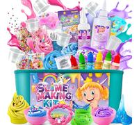 Kit de Fabrication de Slime pour Filles de 3 à 12 Ans - Pâte à Modeler au Beurre, Slime en Mousse avec Ajouts, Boules en Mousse, Breloques - Cadeau Créatif pour Enfants