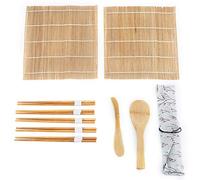 Kit de Fabrication de Sushis en Bambou Le Kit de Rouleaux pour Sushi Comprend 2 Tapis Roulants 5 Baguettes 1 Pagaie 1 Lame de Sushi à Usage Domestique Kitchen Tools Knives