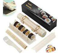 Kit de fabrication de sushis, kit de machine à sushis, presse à sushis avec formes de moule à riz à sushis, kit de rouleau à sushis, kit à sushi pour débutants, moule à onigiri à la maison (lot de 5)