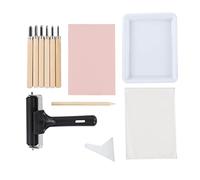 Kit de fabrication de tampons 6 pièces, couteaux à sculpter, rouleau flexible, bloc de sculpture, papiers calques pour les débutants en arts du bricolage, outils de sculpture de