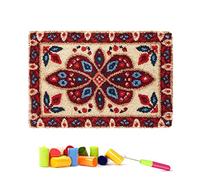 Kit de fabrication de tapis à faire soi-même pour adultes et enfants motif floral kit de fabrication de tapis au point de croix coussin pour débutants décoration d'intérieur 60 x 42 cm