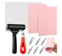 Kit De Fabrication De Timbres En Caoutchouc Supérieur, Trousse À Outils D'impression De Blocs, Coupeur De Linoléum Avec 6 Lames De Type, Papier De Calque Pour La Sculpture De Timbre D'artisanat