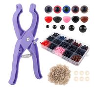Kit de Fabrication d'Yeux de Sécurité, Outil de Crochet pour Œil de Sécurité avec Divers Yeux Nez et Rondelles en Peluche Outil pour Yeux Sécurité pour Crocheter 5 à 30mm Fabrication Jouets