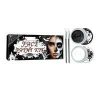 Kit de Facepaint blanc noir - Palette professionnelle avec pinceaux, ensemble de maquillage de grande capacité | Maquillage de vampire squelette clown pour adultes