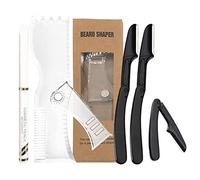 Kit de façonnage de barbe pour hommes, outil de mise en forme de barbe réglable 3 en 1 pour hommes avec stylo à rainure blanche Modèle rotatif onduleur de tondeuse à raser, kit de soins de barbe