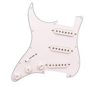 Kit de faisceau de câblage SSS à 11 trous 3 plis - Pickguard pré-câblé avec micros à bobine unique - Compatible avec guitare électrique Stratocaster Squier américaine/Mexique (gauche) (blanc)